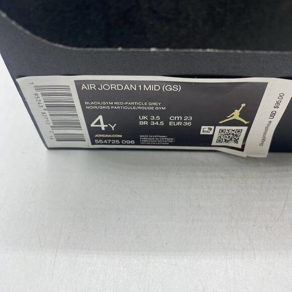 Air Jordan 1 MID (GS) Black Shadow Red Size 4Y 554725 096 Brand NEW - Picture 9 of 11